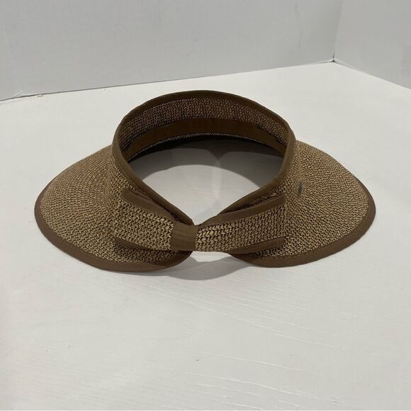 Scala Women's Packable Paper Braid Visor Brown Natural One Size - Picture 4 of 12